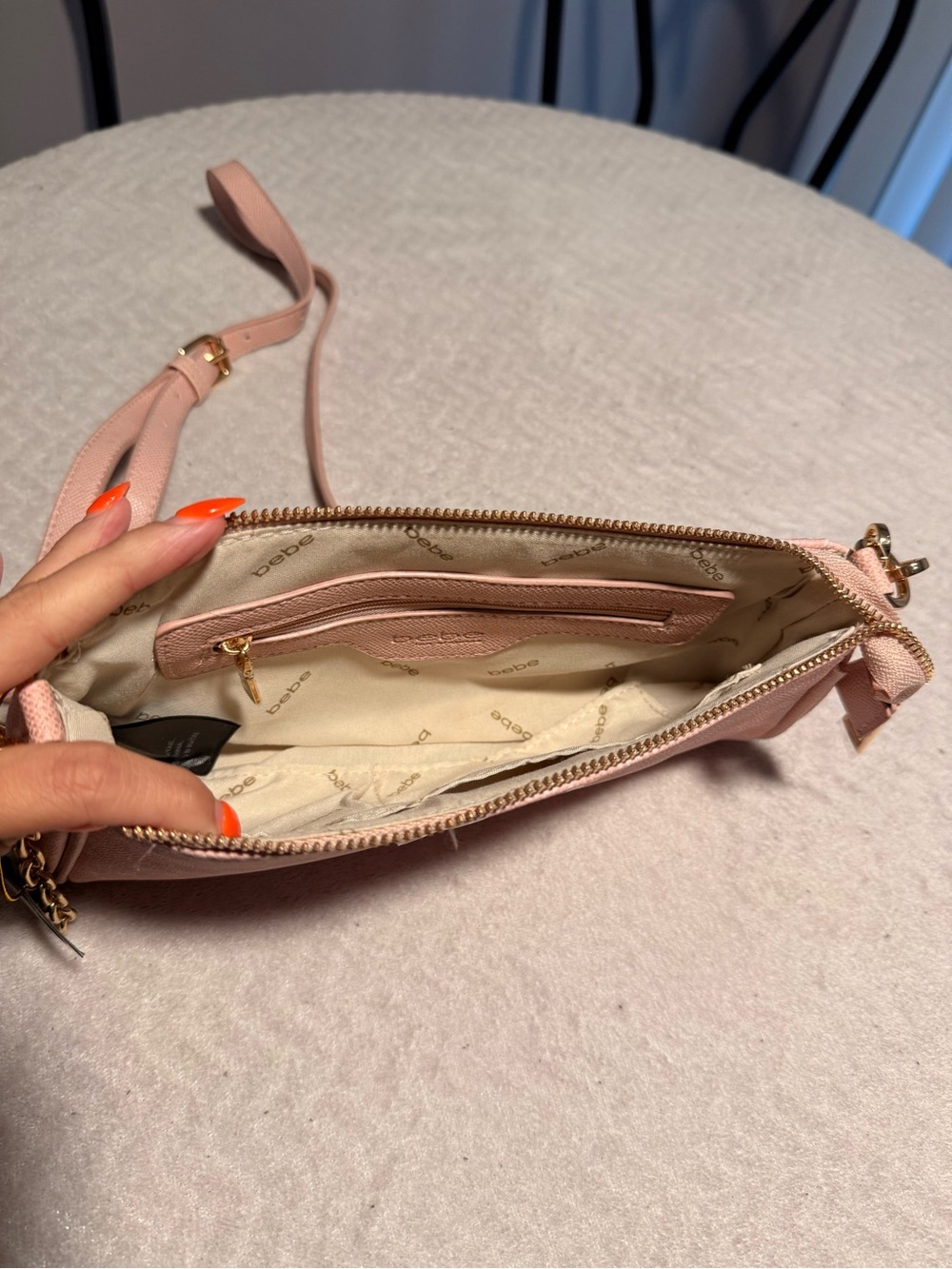 Bebe Adela Monogram Baguette Crossbody Bag in light pink - Picture 6 of 6